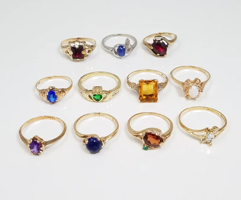 Trendy Gold Ring for Fashion-10k Gold Synthetic Gemstone Ring Lot