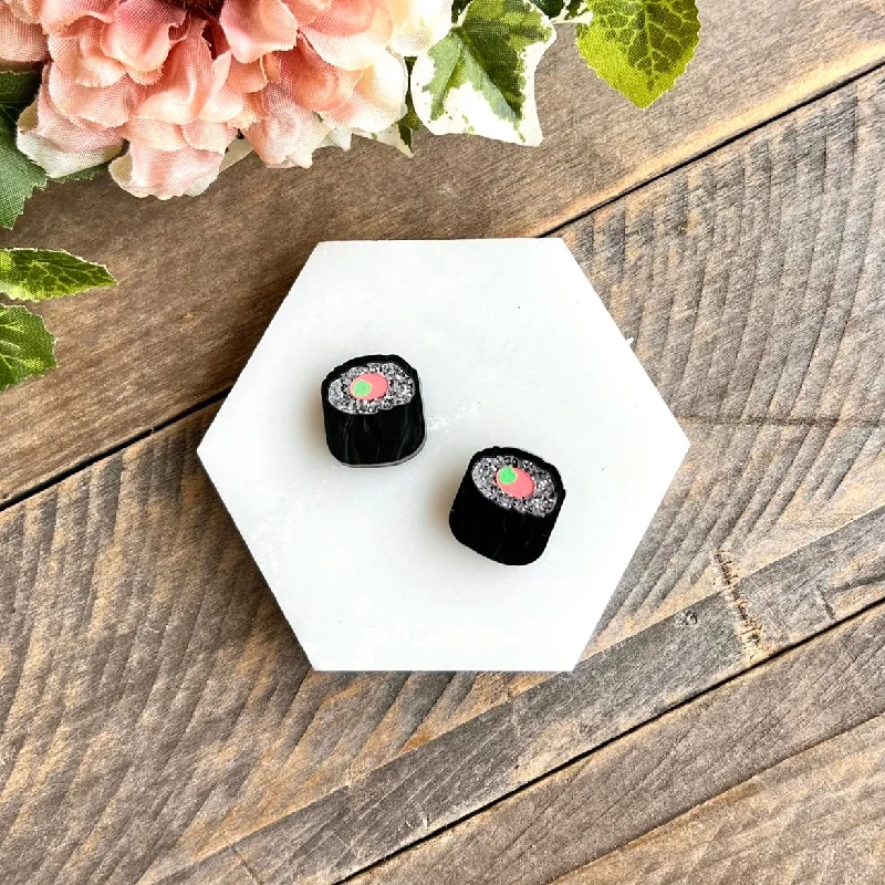 Stylish Gold Earrings for Weddings-Sushi Stud Earrings