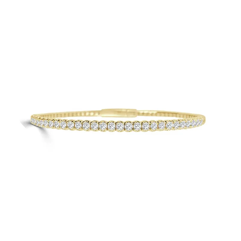 Elegant Rose Gold Bangles for Special Events-Half Eternity Buttercup Diamond Flexible Bangle