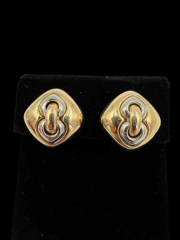 Chic Pearl Earrings for Dinner Parties-Bvlgari 18k Two Tone Clip On Earrings