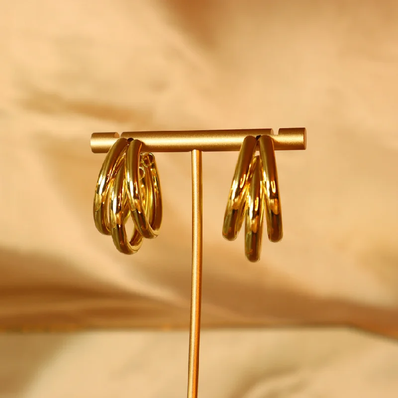 Simple Diamond Earrings-Idowu 18ct gold plated Copper hoop earrings