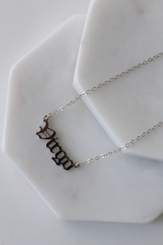 Layered Necklace for Special Occasions-Old English Zodiac Sign Necklace