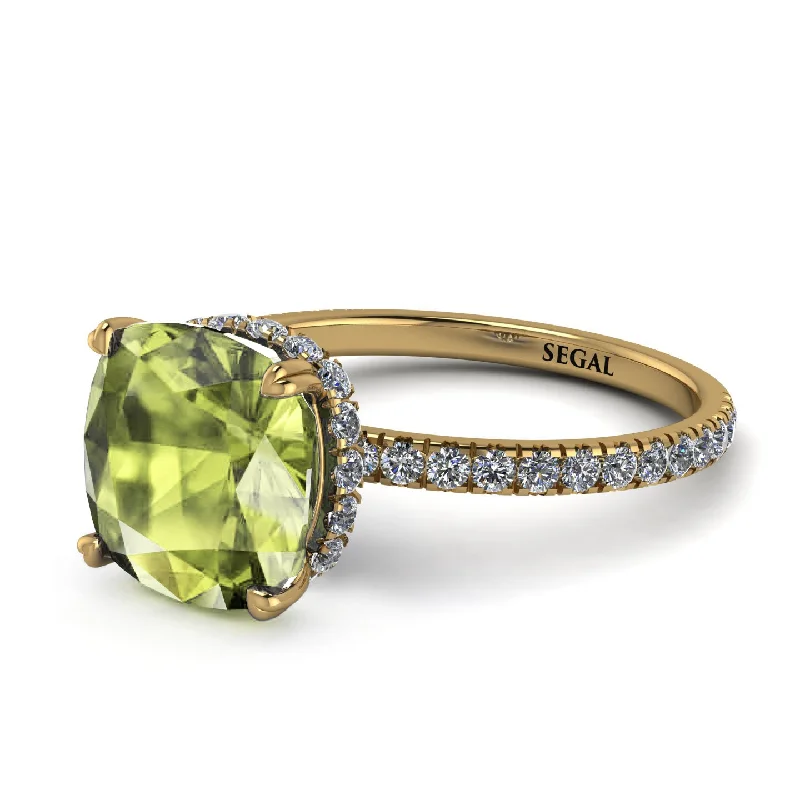 Simple Engagement Ring for Minimalist Style-Cushion Hidden Peridot Ring - Nova No. 701