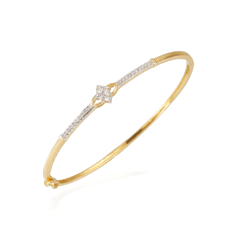 Luxury Diamond Bangles for Weddings-18KT (750) Yellow Gold And Diamond Bangle For Women