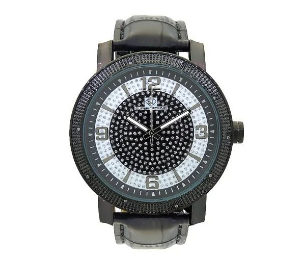 Classic Wrist Watches for Men-Super Techno .10ct Diamonds Watch Black