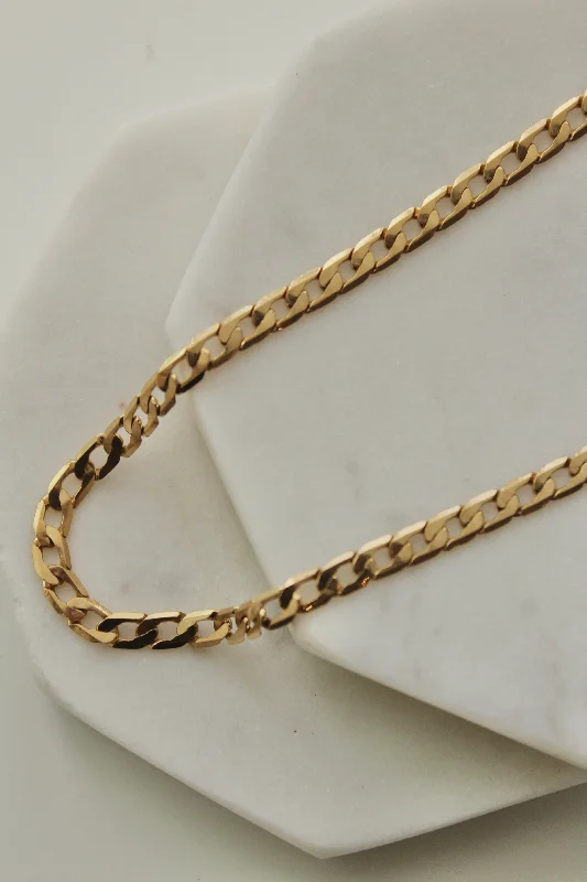 Layered Necklace for Fashion-Medium Flat Cuban Chain