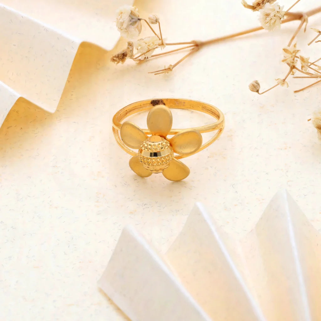 Chunky Statement Ring for Women-Gold Open Flower Ring 21KT - FKJRN21KM8503