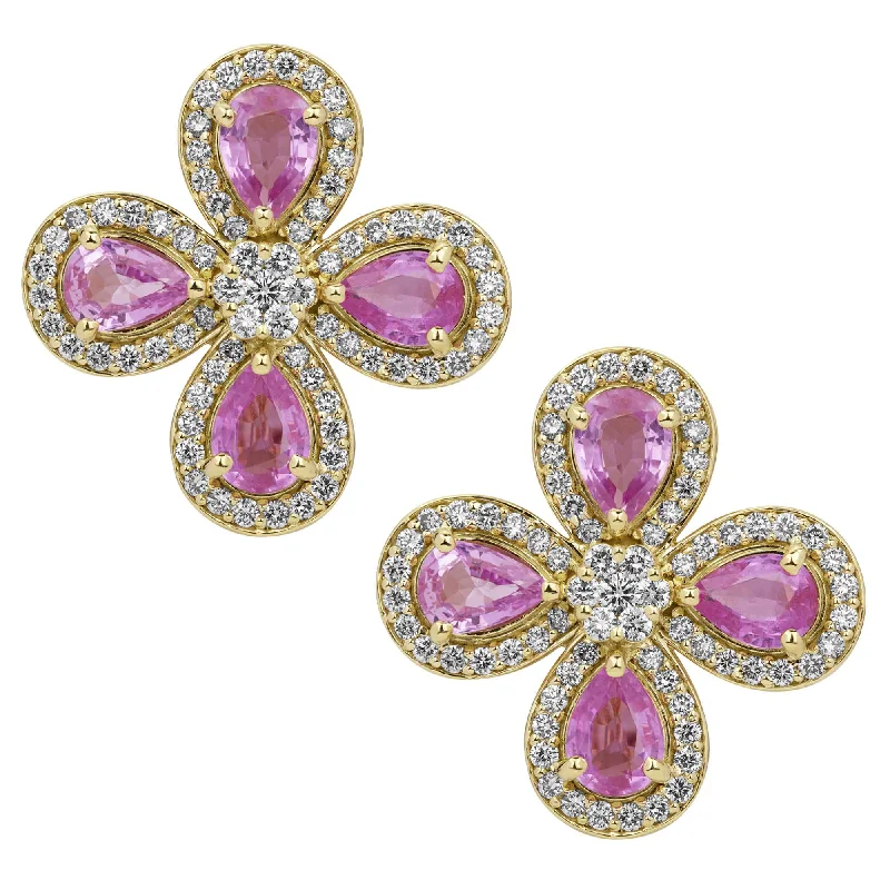 Elegant Diamond Earrings for Women-Earrings - Pink Sapphire And Diamond