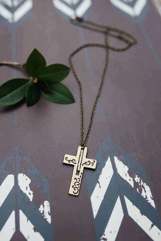 Choker Necklace for Women-Double-sided Brass Cross Necklace