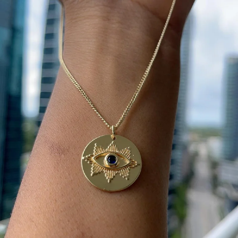 Gold Necklace with Initials-Ariz Evil Eye Necklace