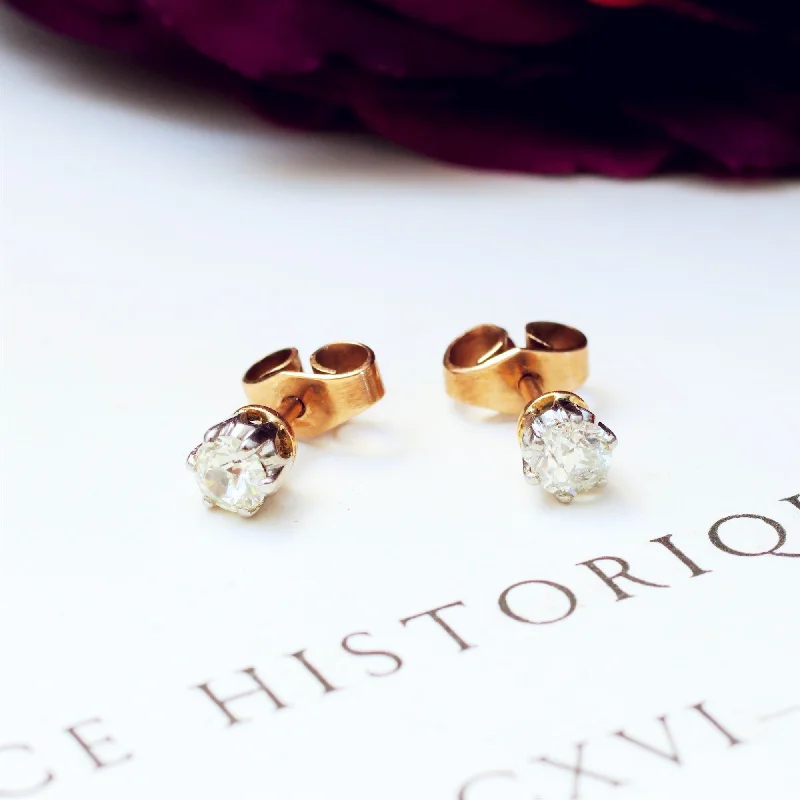 Elegant Earrings for Bridal Shower-Beautiful Half Carat Vintage Diamond Earring Studs