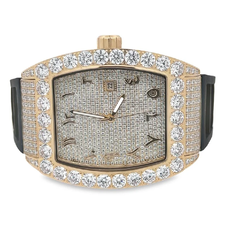 Designer Watches with Diamonds-CZ Emperor Rubber Strap Iced Out Watch