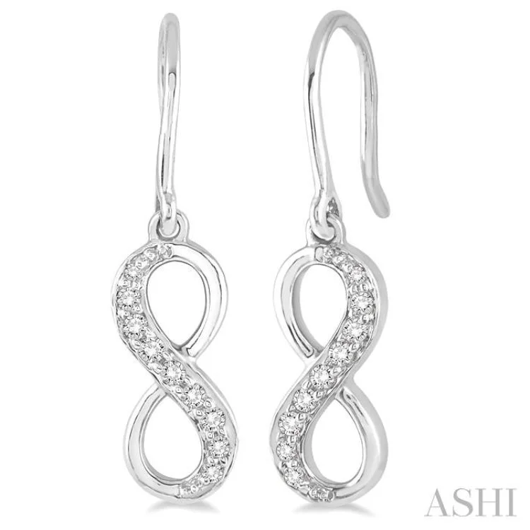 Unique Earrings for Trendy Looks-1/6 Ctw Round Cut Diamond Infinity Earrings in 14K White Gold