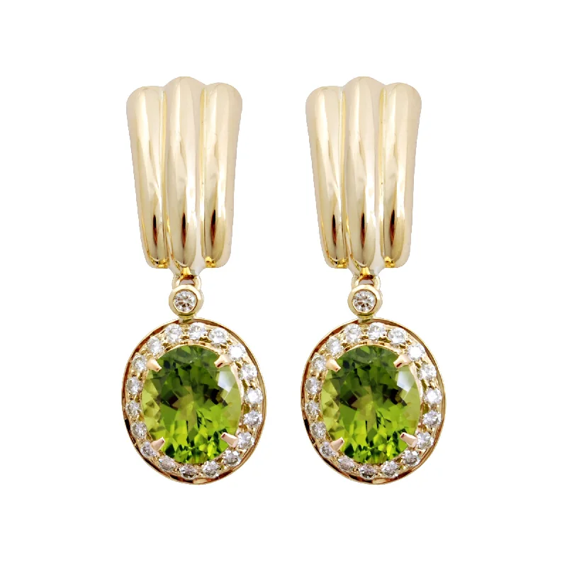 Long Drop Earrings for Women-Earrings- Peridot And Diamond