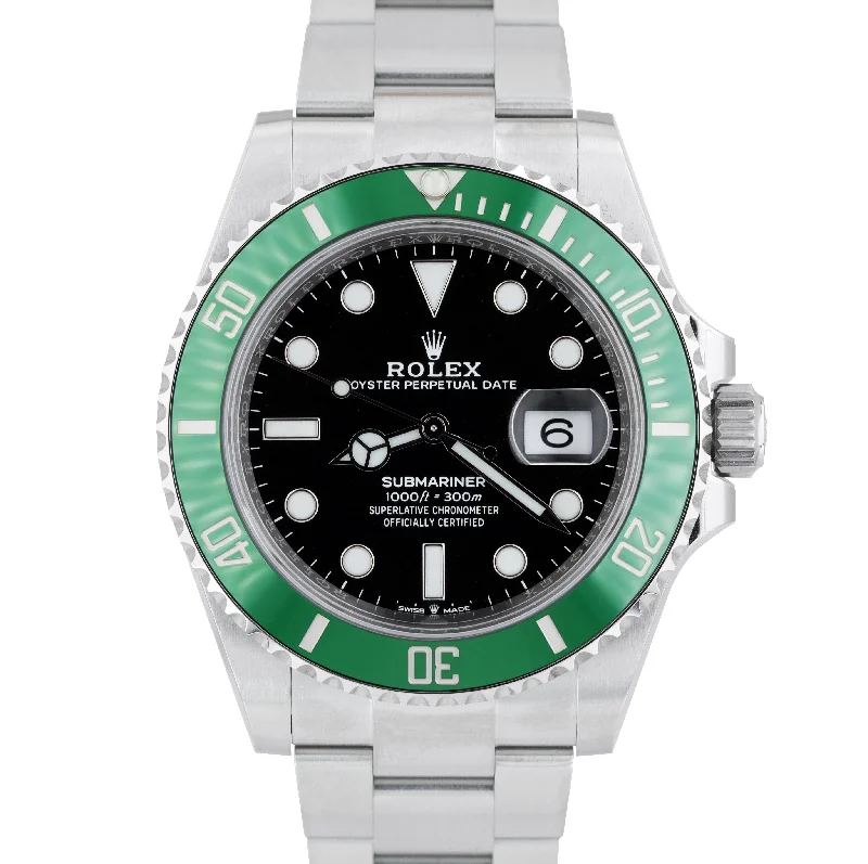 Sports Watches for Outdoor Activities-NEW 2023 Rolex Submariner PAPERS 41mm Date GREEN KERMIT Ceramic 126610 LV B+P